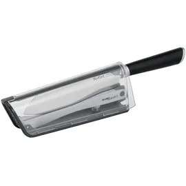 Tefal K25790 Eversharp Santokumesser + Messerschärfer integriertes Schleifsystem Allround-Küchenmesser, Schwarz, 16.5 cm