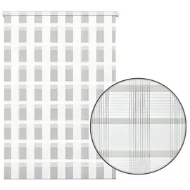 GARDINIA Doppelrollo Karo 75 x 150 cm weiß