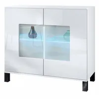 Vladon Kommode, Weiß Hochglanz, 92.5x84.5x35 cm, Wohnzimmer, Kommoden &