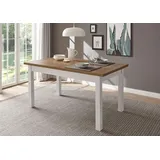 Landhaus Esstisch Wohnzimmertisch Provence 160-200x90cm pinie weiß eichefarben hell - Braun/Weiß