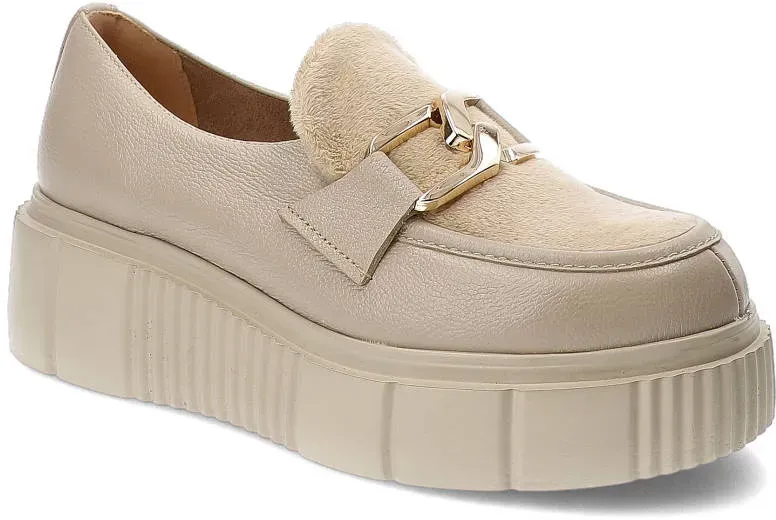 Beige Halbschuhe Lemar Modische Leder Mokassins, 40