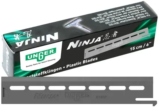 Unger N150P Ninja Glasschaberklingen Kunststoff 15 cm 8 Klingen für Glasschaber, 15 cm Breite