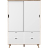 Forte Schwebetürenschrank Vankka 139 x 202 cm Holzoptik Plankeneiche