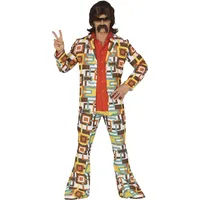 FIESTAS GUIRCA | 70er Jahre Herren Kostüm (48-50/M) - Jacke und Hose - Retro, Vintage und Epoche Kostüme für Kostümpartys, Karneval und Halloween - Ideal für Erwachsene - Mehrfarbig