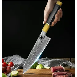 Sternsteiger Damastmesser Dragon Damastmesser Serie - Schwarzgelb Griff