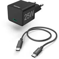 Hama Schnellladegerät mit Ladekabel USB-C Mini-Ladegerät PD 25 W 1,5 m SW