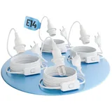 greate 4x E14 mit Kabel und Schalter weiß 3,5 Meter - E14 Fassung mit Stecker max. 60W 250V - Glühbirnen Fassung für Weihnachtsstern, Papierstern uvm - Fassungen für Glühbirnen