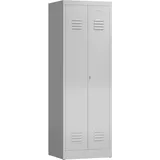 Lüllmann Spind Stahl Kleiderschrank Garderobenschrank 2 Abteile 1800 x 590 x 500 mm lichtgrau X-510420