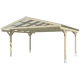 SKANHOLZ Carport Westerwald 5,70 x 5,41 m nussbaum inkl. Regenrinne und Pfostenanker