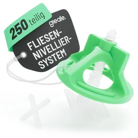 greate 250-teiliges Fliesen Nivelliersystem 2mm - Fliesen Verlegehilfe Set mit 100 Laschen, 100 Hauben & 50 Fugenkreuze - Fliesenverlegehilfe - Fliesenleger Werkzeug