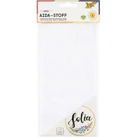 Folia 23402 - Aida-Stoff für Stickarbeiten, weiß, 1 Bogen ca. 50 x 49 cm