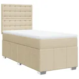 vidaXL Boxspringbett mit Matratze Creme 90x200 cm Stoff