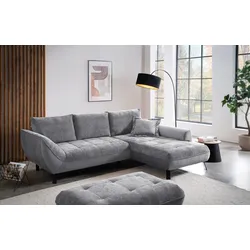 Ecksofa EXXPO - SOFA FASHION "Bellinii, Materialmix, Strukturbezug und pflegeleichter Microvelours", grau, B:260cm H:92cm T:187cm, Sofas, bequem und modern, Materialmix, L-Form