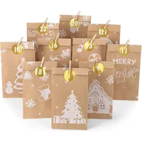 LuxusKollektion Adventskalender Set zum Befüllen mit Aufkleber und Holzklemme - Cozy Winter