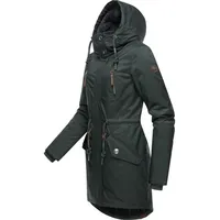 Ragwear Damen, Wintermantel warm gefütterter Parka lang wasserdicht mit Kapuze Elsie Melange Dark Green Gr. 3XL - 3XL