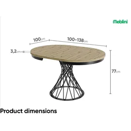 meblini Ø 100 cm braun/schwarz