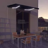 IKAYAA Alu Gelenkarmmarkise mit LED 350 x 250 cm Markise Gelenkmarkise Terrassenmarkise Klemmmarkise Sonnenmarkise Balkonmarkise wasserabweisend Polyester, Anthrazit