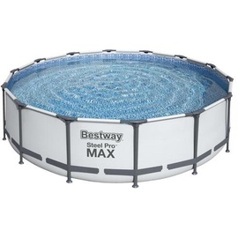 BESTWAY Steel Pro Max Frame Pool Set 427 x 107 cm lichtgrau inkl. Filterpumpe + Zubehör