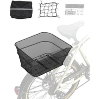 Vevor Fahrradkorb Hinten 39x31x21 cm, Drahtgeflecht-Hinterradkorb mit Gepäcknetz &