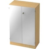 bümö office Aktenschrank abschließbar, Büroschrank klein aus FSC-Holz, 80cm breit in Ahorn/Silber - abschließbarer Schrank, Büroschrank abschließbar,