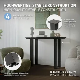 ML-Design Tischbeine Dunkelgrau, Stahl 8x8 cm