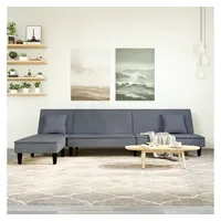 vidaXL Schlafsofa in L-Form Dunkelgrau 255x140x70 cm Samt