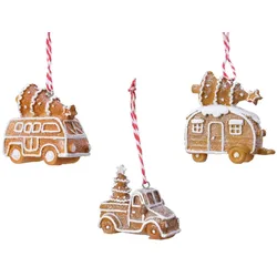 1 Christbaumschmuck Lebkuchenautos 8cm Keramik Christbaumkugeln Anhänger Glitzer