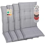 GO-DE Textil Bequeme und attraktive Polsterauflagen für Hochlehner-Gartenstühle (4er-Set, Struktur grau, Hochlehner)