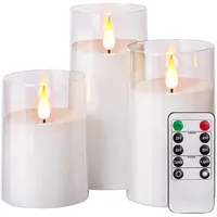 Britesta Candle: 3er-Set LED-Echtwachskerzen in transparenten Acrylgläsern, 3 Größen (LED Kerze Timer, Kerzen mit Flackereffekt, Fernbedienungen)