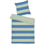 Tom Tailor Renforcé-Bettwäsche, 80x80 cm + 155x220 cm, 100% Baumwolle/Renforcé, mit Wendemotiv und farbigem Reißverschluss, Bold Stripes Grün, Blau (Green Leaf & Cool Blue)
