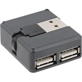 InLine InLine® USB 2.0 4-Port Hub, USB-A Stecker auf 4x USB-A Buchse, Kabel 4cm