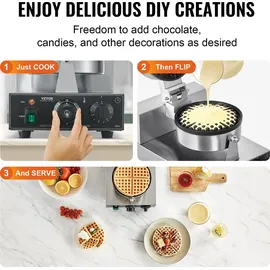Vevor kommerzielles Waffeleisen 1230 W Waffel Maker mit antihaftbeschichteten Backflächen Waffeleisen aus Edelstahl mit Temperatur- und