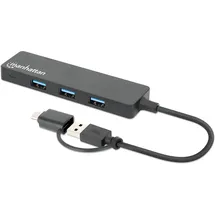 Manhattan 180863 USB 3.2 Gen 1-Hub USB 3.0, Schwarz