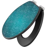 Banjado Anthrazit Toilettendeckel Mit Absenkautomatik WC-Sitz Soft Close Hygienischer Klodeckel MDF Mit Motiv Mandala Landschaft