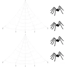vidaXL Halloween-Spinnendekoration mit Netzen 4 St. Schwarz/Weiß