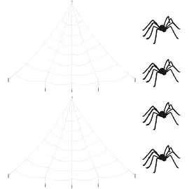 vidaXL Halloween-Spinnendekoration mit Netzen 4 St. Schwarz/Weiß