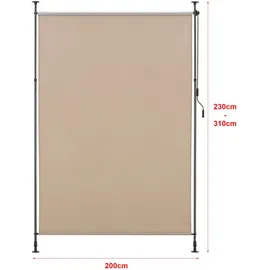 pro.tec Außenrollo 200 x 270 cm Sandfarben Polyester