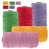 JeogYong 5 Stück Makramee Garn Set, Makramee Garn 3mm x 100m Baumwollgarn Makramee-Seil Weiches Baumwoll-Seil zum Wandbehänge Pflanzenhalter Basteln