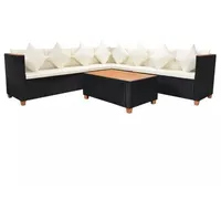 vidaXL Polyrattan Lounge-Set schwarz/cremeweiß