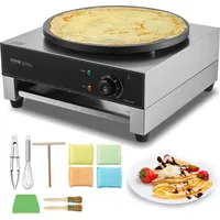 Vevor elektrischer Crepemaker Crepe-Maschine 1700 W flache Crepe-Grillplatte 40 cm, antihaftbeschichteter fannkuchenherd aus Edelstahl, runder Cere...