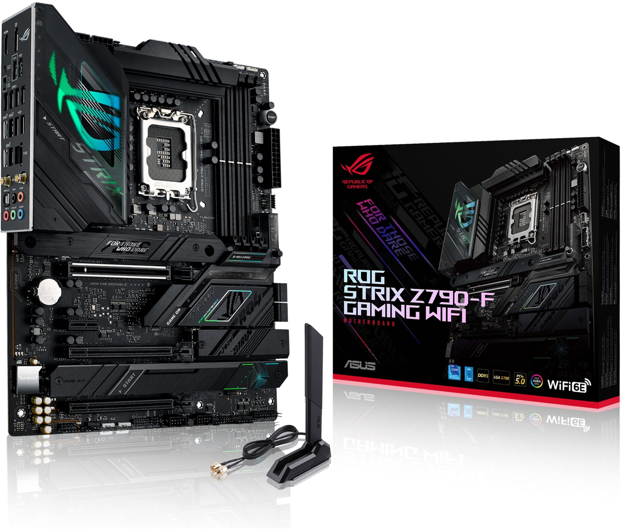 ASUS ROG Strix Z790-F Gaming WIFI Mainboard Sockel Intel LGA1700 (ATX, DDR5 Speicher, 4x M.2, PCIe 5.0, WiFi 6E, AI Overclocking, Aura Sync)