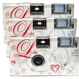 3X 1A PHOTO PORST Einwegkamera Edition Liebe & Love & Herzen, mit Blitz, Batterien und Film (3er Pack, je 27 Aufnahmen)