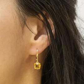 Jamelli Ohrhänger Silber 925 vergoldet mit 2 Citrin-Steinen 8mm