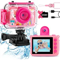 GKTZ Kinderkamera wasserdichte,Unterwasserkamera-1080P Selfie Digitalkamera Fotoapparat für Kinder, Spielzeug für 3-12 Jahre Jungen und Mädchen (Rose)