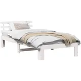 vidaXL Bettrahmen mit Kopfteil Weiß 90 x 200 cm Massives Kiefernholz 872627
