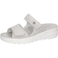 Pantolette WALDLÄUFER "H-IZZY", Damen, Gr. 6,5, hellgrau, Nubukleder, unifarben, Schuhe Pantolette, Sommerschuh, Hausschuh, Bequemschuh in Komfortweite H (= sehr weit)