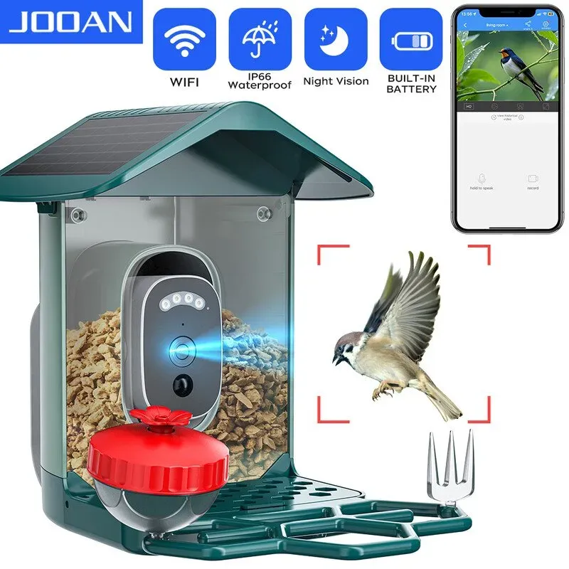 JOOAN WLAN-solarbetrieben intelligenter Vogelfutterautomat - Aufnahme von 2K Ultra HD-Bildern und Videos! Das perfekte Geschenk für Vogelbeobachter!
