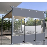 Außen Durchsichtige Plane Vorhange, 0,3mm Schwerlast wasserdichte Plane Mit Ösen, Pergola Pavillon Terrasse Carport Plane Seitenwände, Transparente Plane Abdeckung,LxH-1.6x2.5m/5.2 * 8.2ft