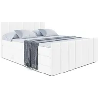 Altdecor Boxspringbett Weiß Hochglanz, Holzwerkstoff, Höhe ca. 20 cm