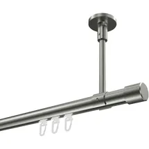 Interdeco GARDINENSTANGE INNENLAUF Sonette Santo 540 cm (geteilt in 3 x 180 cm), 1-läufig, 20 mm Ø Edelstahl-Optik